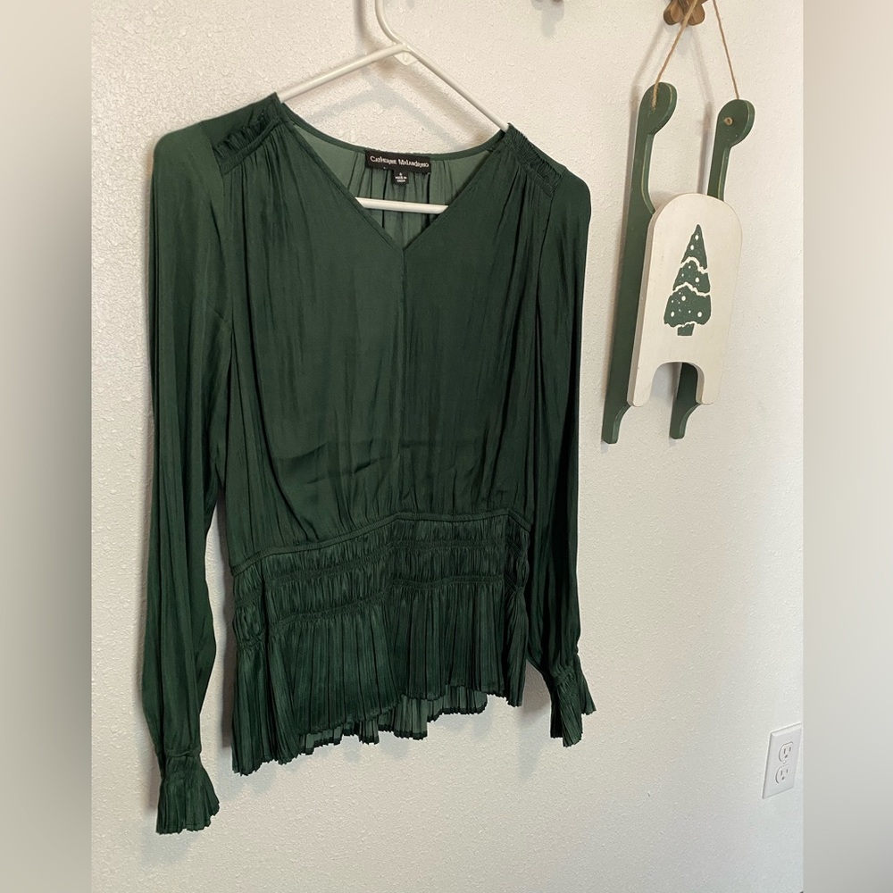 Catherine Malandrino blouse . Hunter Green . Size S